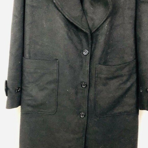 Halogen Womens Long Dress Coat Black Button Wool S - Picture 3 of 8